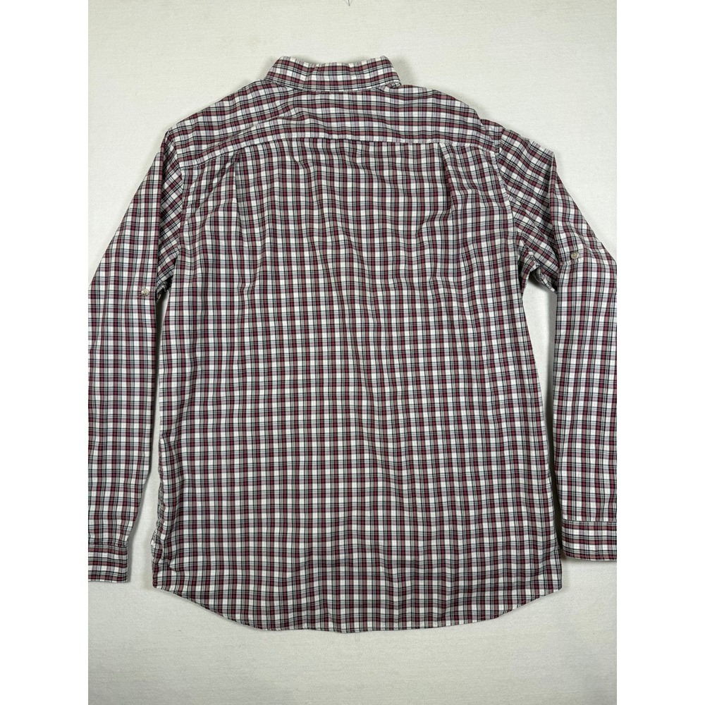 Eddie Bauer Mens XL Tall Classic Fit Plaid Button Down Shirt Red White Navy - Picture 11 of 11
